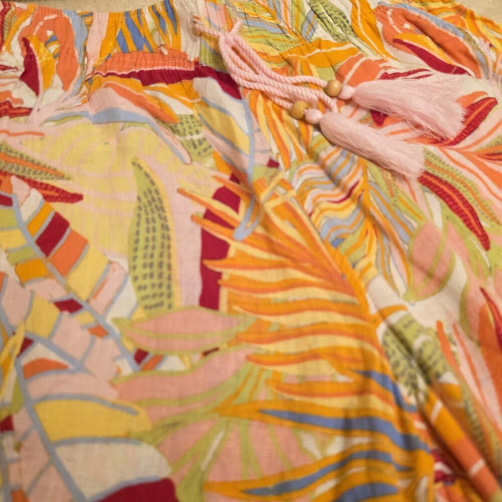 C&C California Women's Linen Wide Leg Palazzo Pants Tropical Print Size Medium - Picture 3 of 8